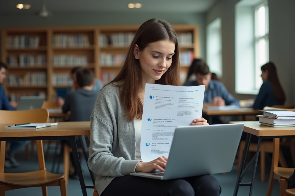 Jeune professeure consultant une liste de bonnes pratiques pour sécuriser son webmail de l'académie de Bordeaux