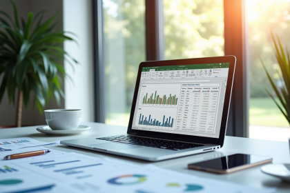 Bureau moderne avec ordinateur et graphique Excel