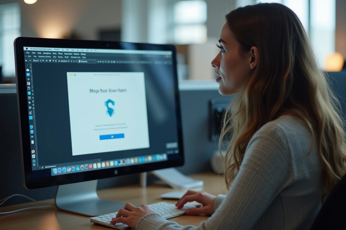 Femme en bureau partageant une installation Silverlight