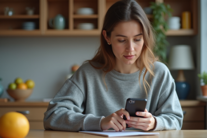 Jeune femme ajustant ses paramètres de confidentialité sur son smartphone