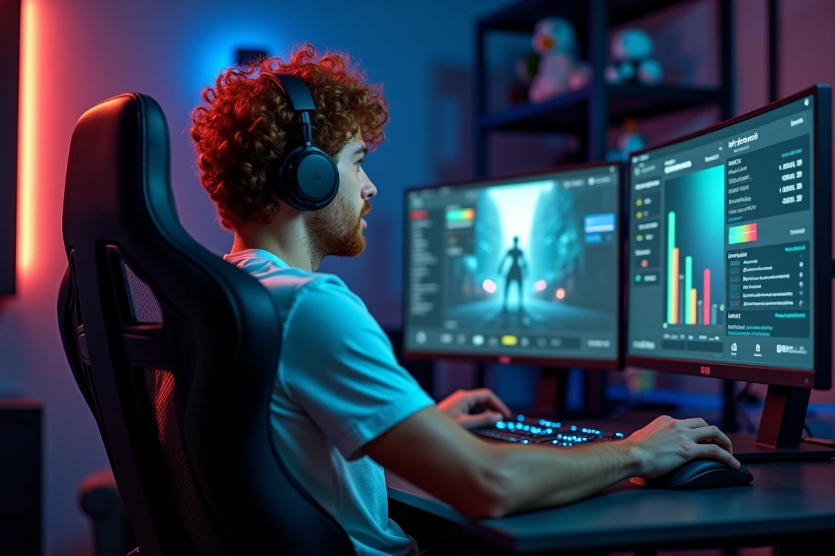 Gamer comparant la latence de serveurs en temps réel grâce à un outil de classement par ping pour optimiser son expérience de jeu