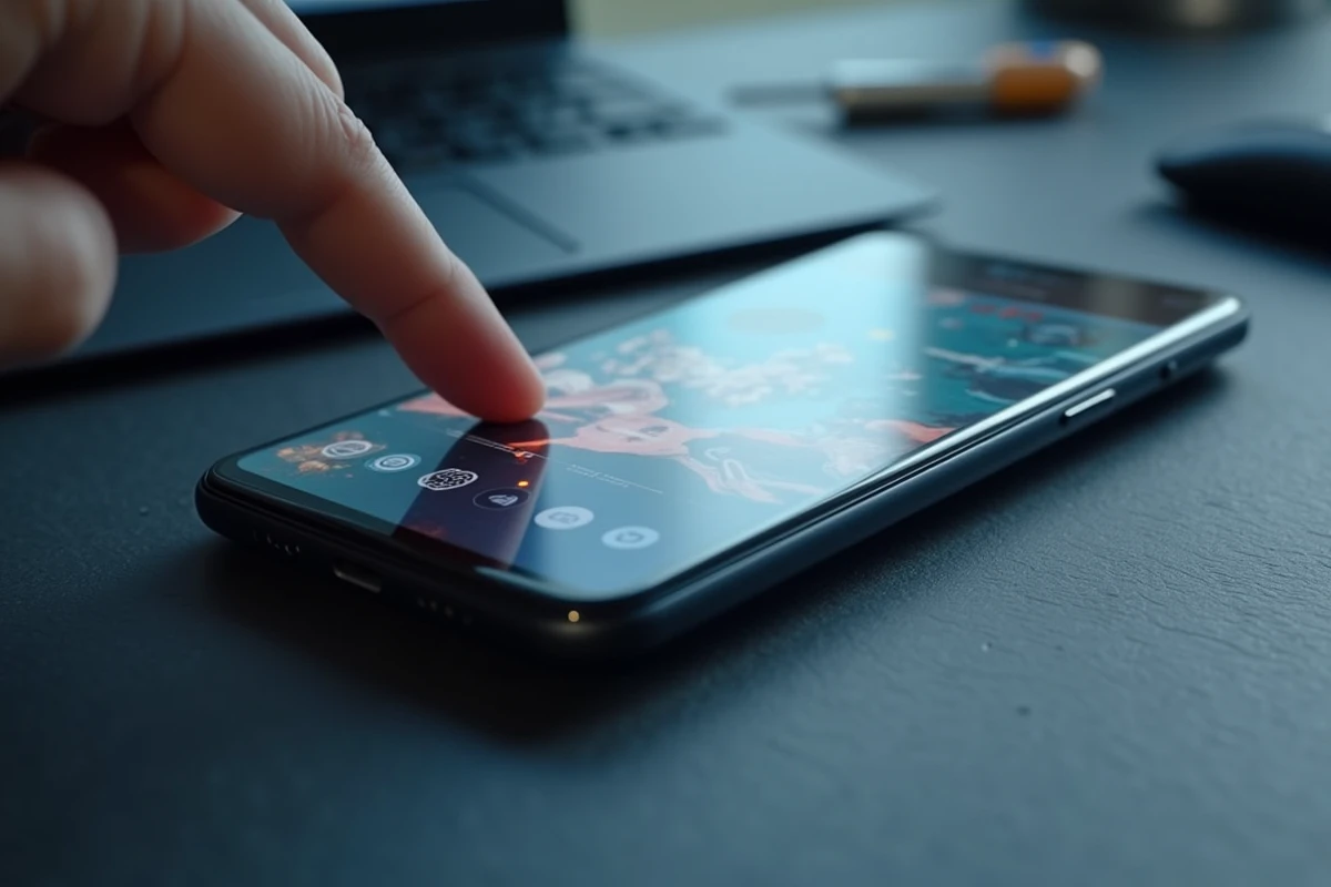 Gros plan sur un téléphone Google Pixel posé sur un bureau lors d'un test de performance et de chauffe pour le gaming mobile