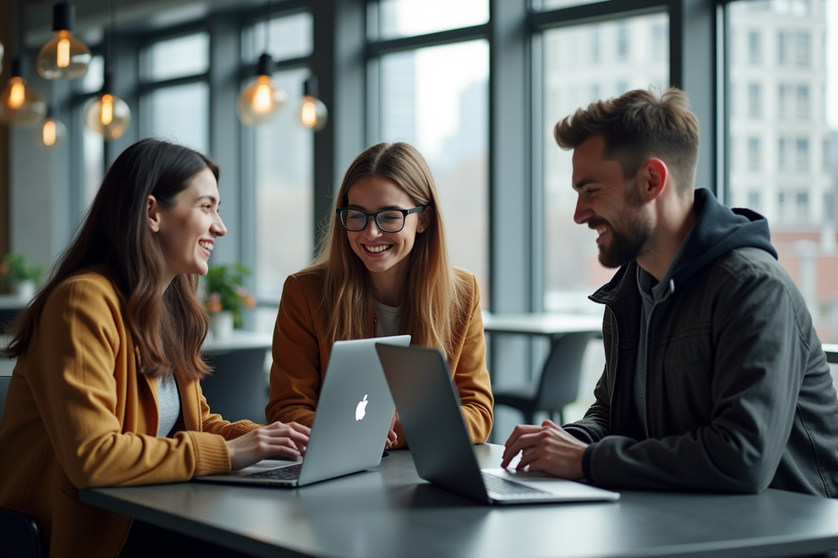 Jeune groupe discutant autour d
