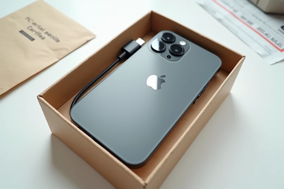 iPhone 12 Pro reconditionné en Graphite présenté dans son emballage avec certification française prêt à être livré