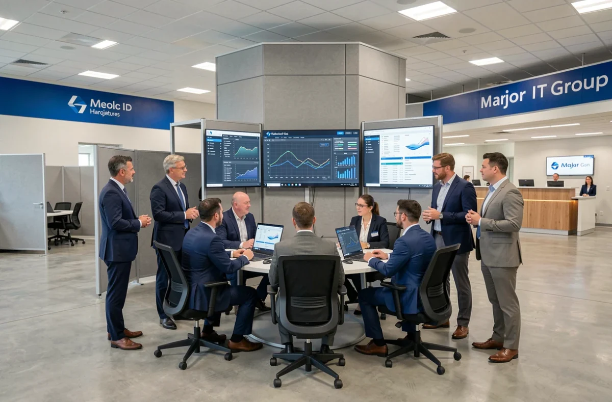 Grande équipe d'ITS Group travaillant dans un espace de bureau corporate sur des solutions informatiques d'envergure