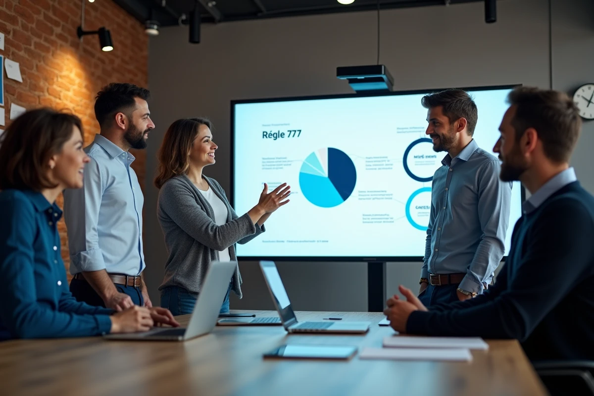 Groupe de coworkers discutant autour d